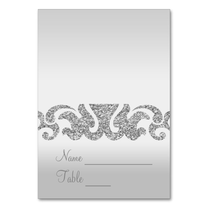 Silver Glitter Look Wedding Escort Cards Zazzle