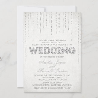 Silver Glitter Look Wedding Invitation