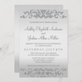 Silver Glitter Look Wedding Invitations (Front/Back)