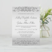 Silver Glitter Look Wedding Invitations (Standing Front)