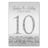 Silver Glitter Look Wedding Table Numbers-10 Table Number