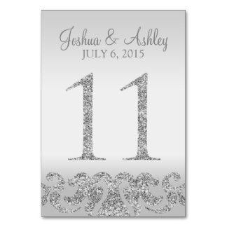 Silver Glitter Look Wedding Table Numbers-11 Card