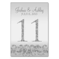 Silver Glitter Look Wedding Table Numbers-11 Table Number