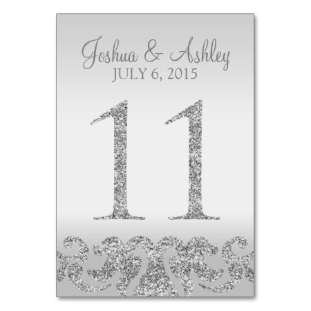 Silver Glitter Look Wedding Table Numbers-11 Table Number