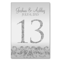 Silver Glitter Look Wedding Table Numbers-13 Table Number