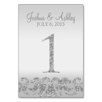 Silver Glitter Look Wedding Table Numbers-1 Table Number