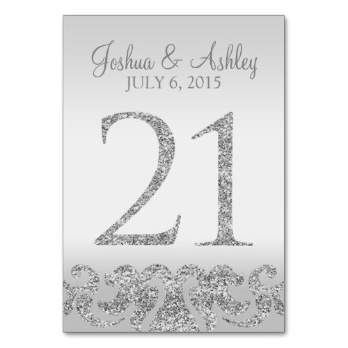 Silver Glitter Look Wedding Table Numbers_21 Table Number