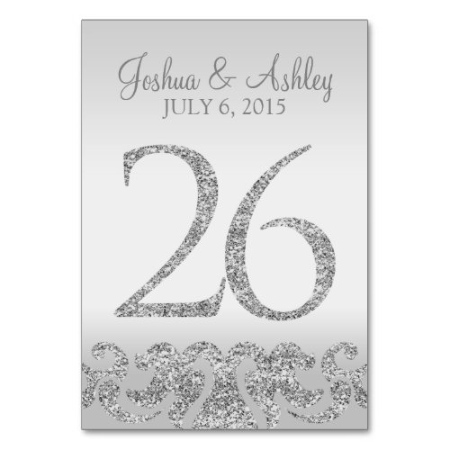 Silver Glitter Look Wedding Table Numbers_26 Table Number