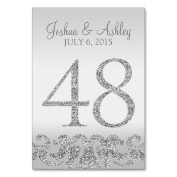 Silver Glitter Look Wedding Table Numbers-48 Table Number by cardeddesigns at Zazzle