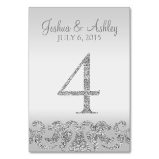 Silver Glitter Look Wedding Table Numbers-4 Card