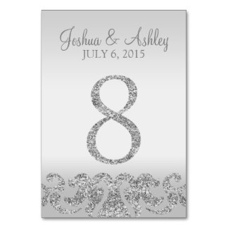 Silver Glitter Look Wedding Table Numbers-8 Card