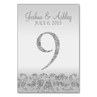 Silver Glitter Look Wedding Table Numbers-9 Table Number