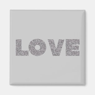Silver Glitter Love Magnet