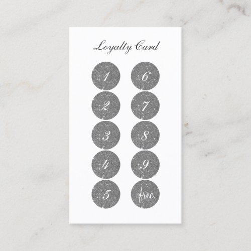 Silver Glitter Loyalty Punch Business Card