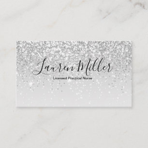 Silver Glitter LPN Nurse Business Card