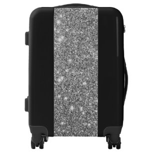 silver glitter suitcase