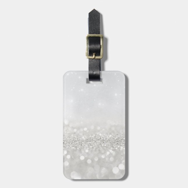 Silver Glitter Luggage Tag (Front Vertical)