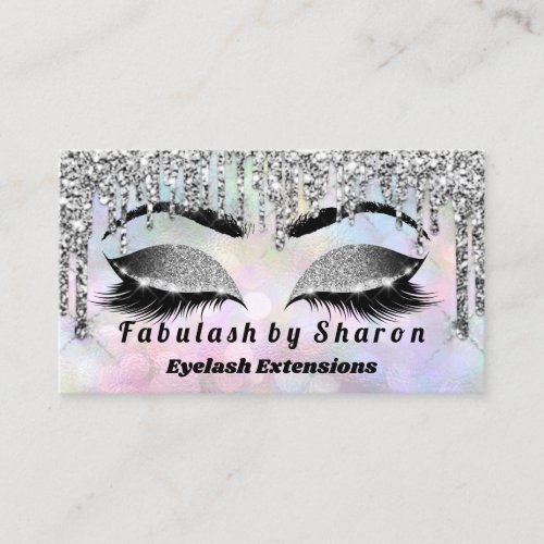 Silver Glitter  Makeup Artist Lashes Holographic Business Card