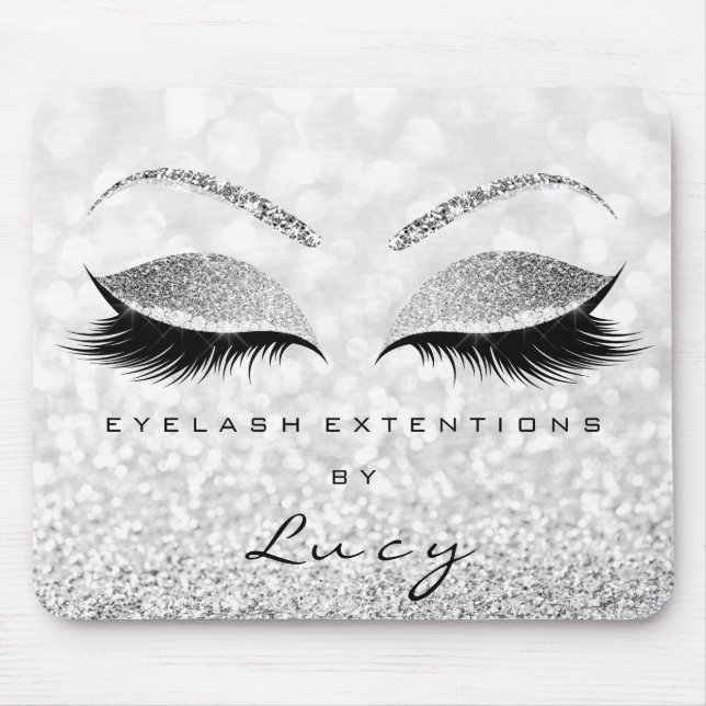 Silver Glitter Makeup Beauty Studio Lash Grey More Mouse Pad (Front)