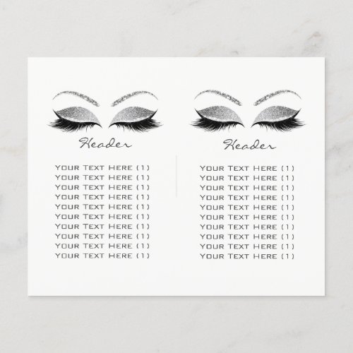 Silver Glitter Makeup Eye Lash Prices Leaflet Logo Flyer