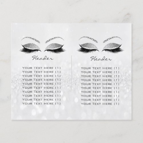 Silver Glitter Makeup Eye Lash Prices Leaflet Logo Flyer