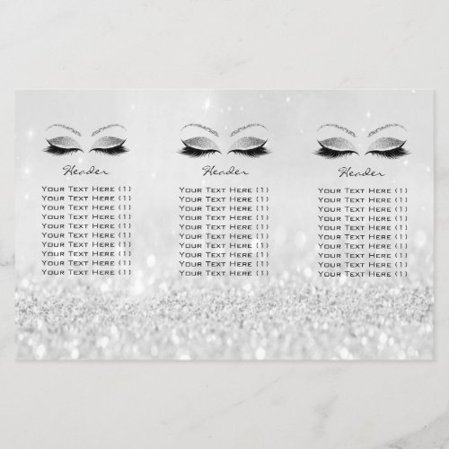 Silver Glitter Makeup Eyes Brows Lash DL Leaflet Flyer