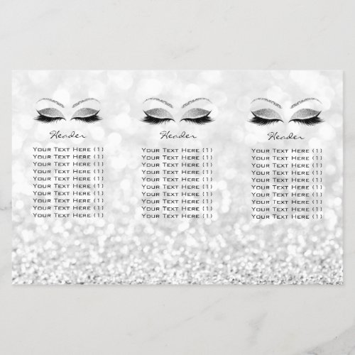 Silver Glitter Makeup Eyes Gray Lash DL 3 Leaflet Flyer