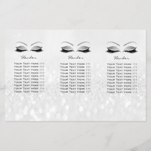 Silver Glitter Makeup Eyes Gray Lash DL Leaflet Flyer