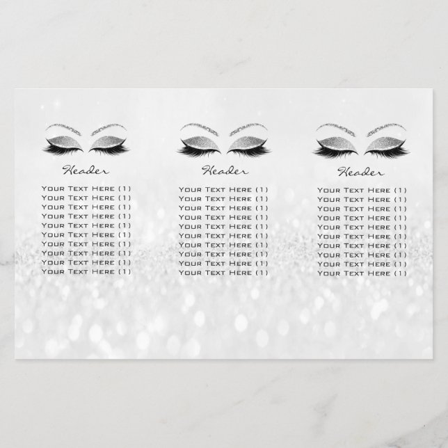 Silver Glitter Makeup Eyes Gray Lash DL Leaflet Flyer (Back)