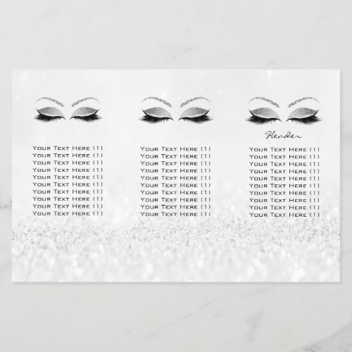 Silver Glitter Makeup Eyes White Lash DL Leaflet 1 Flyer