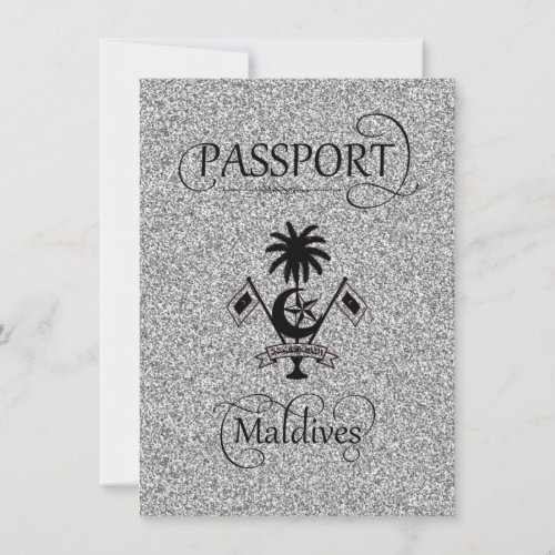 Silver Glitter Maldives Passport Save the Date