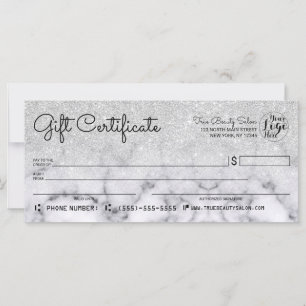 Silver Glitter Marble Check Gift Certificate