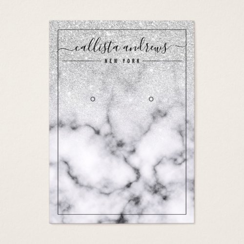 Silver Glitter Marble Ombre Earring Display Card