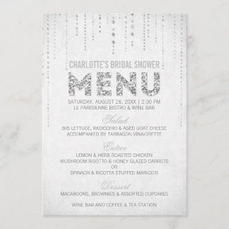 Silver Glitter Menu Card