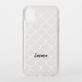 Silver Glitter Mermaid Scale Pattern Script Name Speck iPhone XR Case