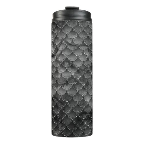 Silver Glitter Mermaid Scale Pattern Thermal Tumbler