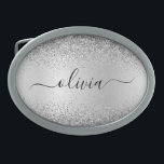 Silver Glitter Metal Monogram Name Modern Belt Buckle<br><div class="desc">Silver Faux Foil Metallic Sparkle Glitter Brushed Metal Monogram Name Belt Buckle. This makes the perfect graduation,  sweet 16 16th,  18th,  21st,  30th,  40th,  50th,  60th,  70th,  80th,  90th,  100th birthday,  wedding,  bridal shower,  anniversary,  baby shower or bachelorette party gift for someone that loves glam luxury and chic styles.</div>