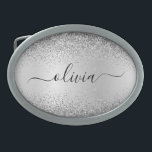 Silver Glitter Metal Monogram Name Modern Belt Buckle<br><div class="desc">Silver Faux Foil Metallic Sparkle Glitter Brushed Metal Monogram Name Belt Buckle. This makes the perfect graduation,  sweet 16 16th,  18th,  21st,  30th,  40th,  50th,  60th,  70th,  80th,  90th,  100th birthday,  wedding,  bridal shower,  anniversary,  baby shower or bachelorette party gift for someone that loves glam luxury and chic styles.</div>