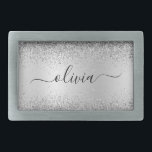 Silver Glitter Metal Monogram Name Modern Belt Buckle<br><div class="desc">Silver Faux Foil Metallic Sparkle Glitter Brushed Metal Monogram Name Belt Buckle. This makes the perfect graduation,  sweet 16 16th,  18th,  21st,  30th,  40th,  50th,  60th,  70th,  80th,  90th,  100th birthday,  wedding,  bridal shower,  anniversary,  baby shower or bachelorette party gift for someone that loves glam luxury and chic styles.</div>