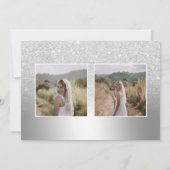 Silver glitter metallic ombre 3 photos Sweet 16 Save The Date (Back)