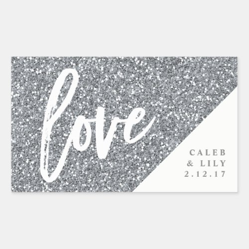 Silver Glitter Mini Champagne Mini Wine Label