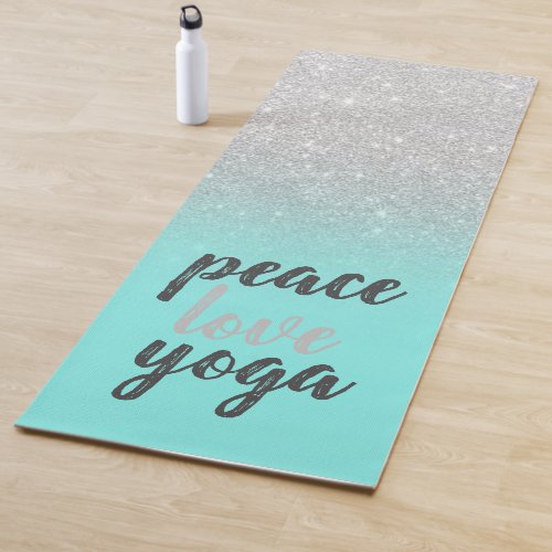 Silver GlitterMint Green_Peace Love Yoga Yoga Mat