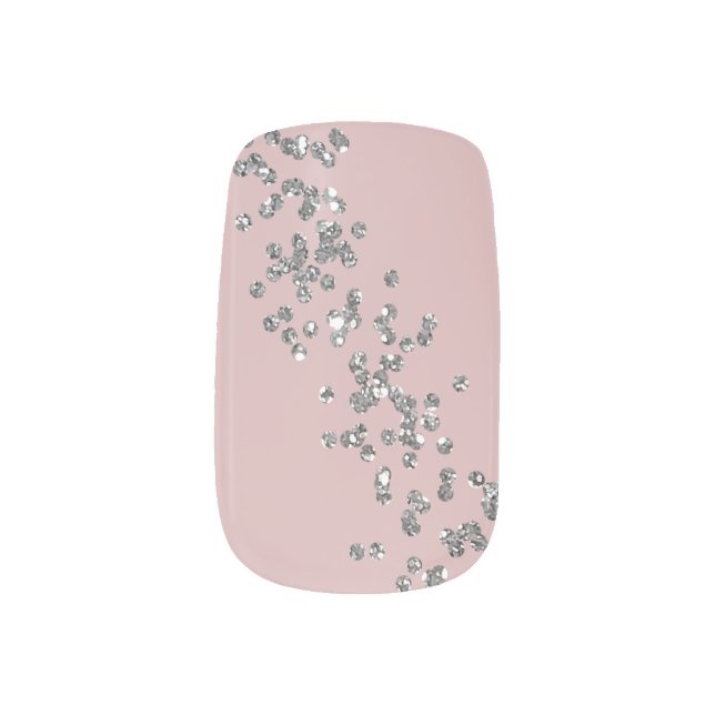 Silver Glitter Minx Nail Art (Left Thumb)