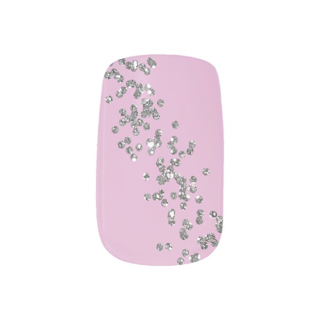 Silver Glitter Minx Nail Art (Left Thumb)