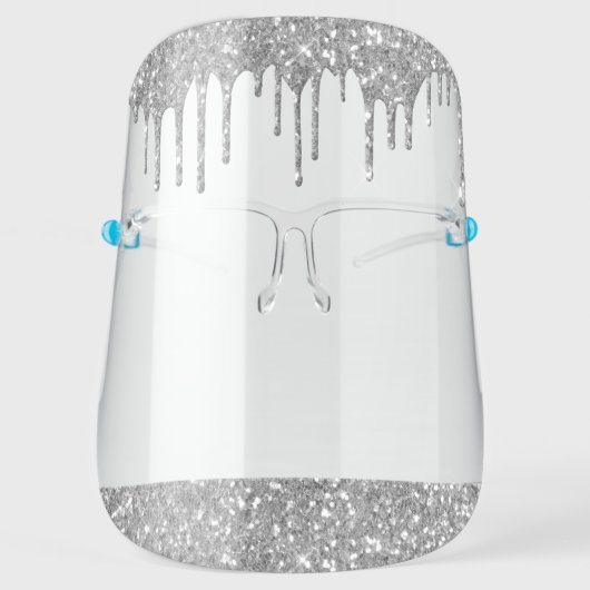 Silver Glitter Modern Glam Luxury Chic Face Shield (Front)
