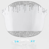 Silver Glitter Modern Glam Luxury Chic Face Shield (Front w/Glasses)
