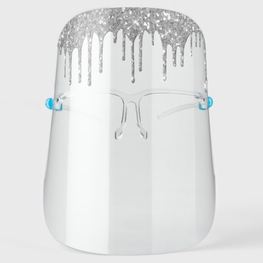Silver Glitter Modern Glam Luxury Salon Face Shield (Front)