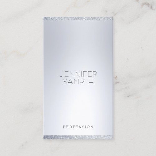 Silver Glitter Modern Minimalist Elegant Template Business Card