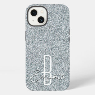 Silver Glitter Monogram iPhone 13 Case