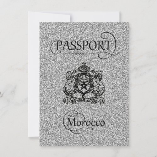 Silver Glitter Morocco Passport Save the Date